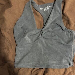 Beyond Yoga Charcoal Twist Crop Top